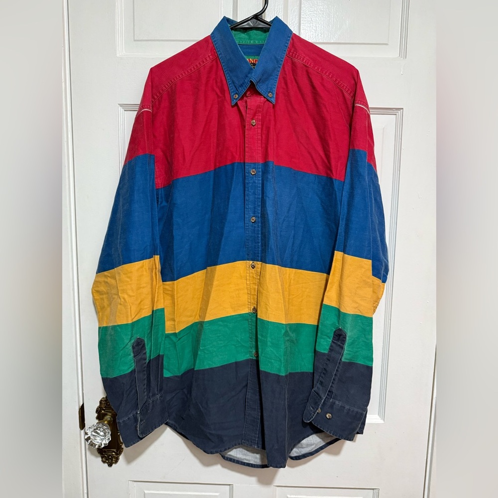 Mens Vintage Tango By Max Raab Long Sleeve Button Down Shirt Size XL Stripe